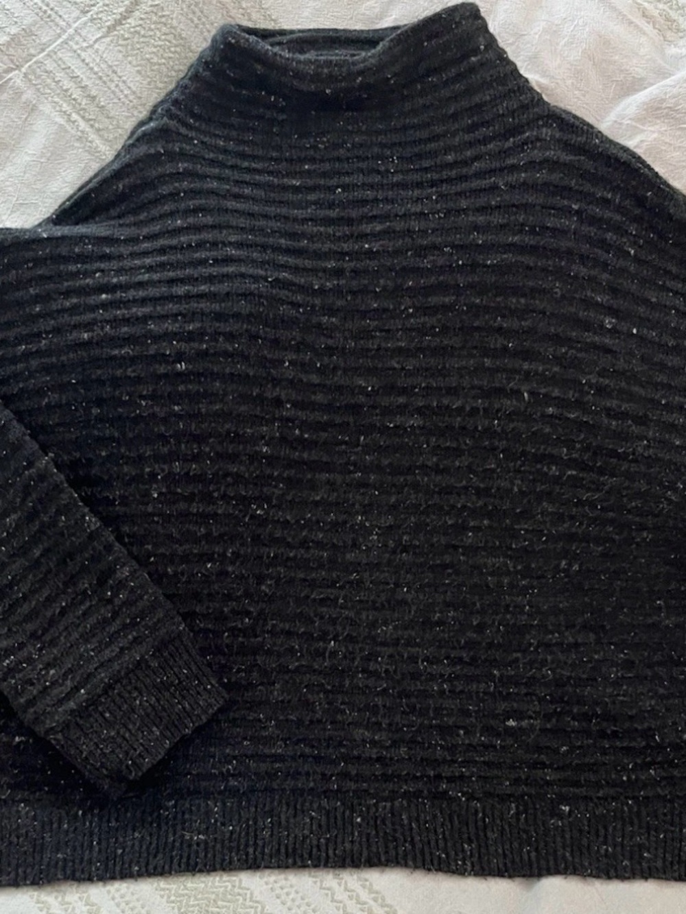Madewell Black Mock Neck Sweater w/ Flecks of White